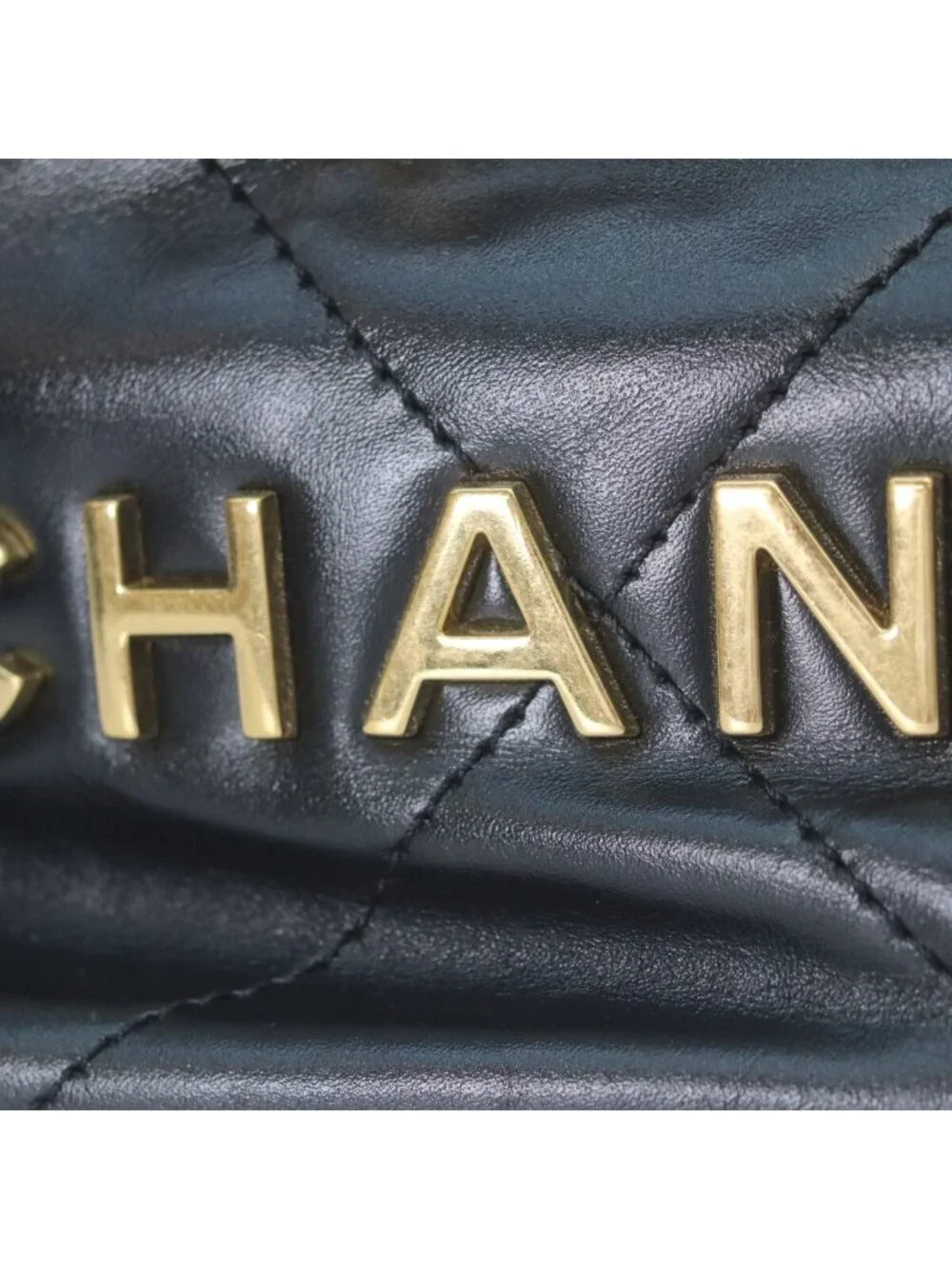 Chanel Black Shiny Calf 22 Mini Pearl Chain Shoulder Bag